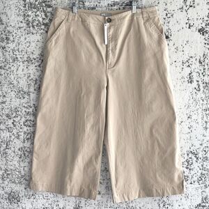 New Asos Cropped Wide Leg Pants Plus Size 14 Khakis Beige Cotton Flat Front